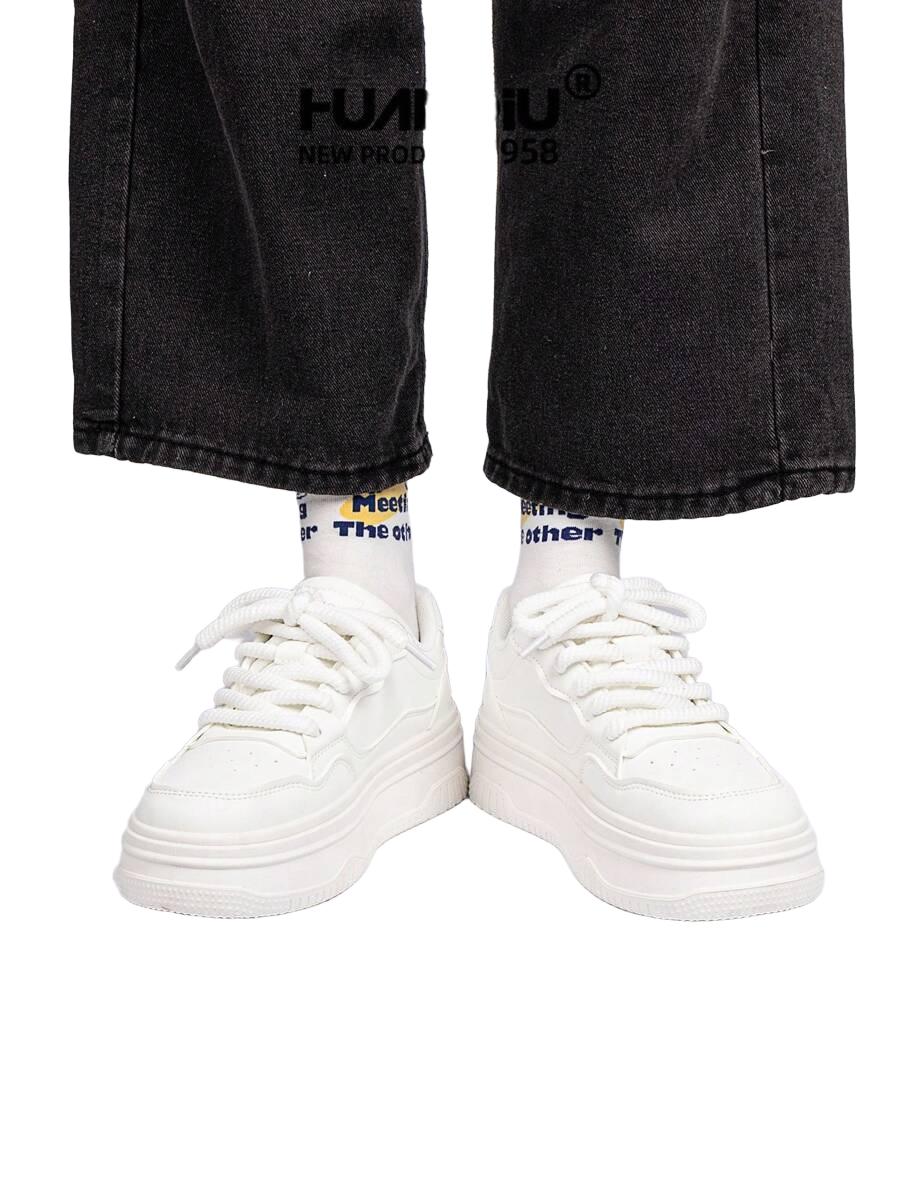 HUANQIU BIAŁE SZNUROWANE BUTY SPORTOWE S06__36,5