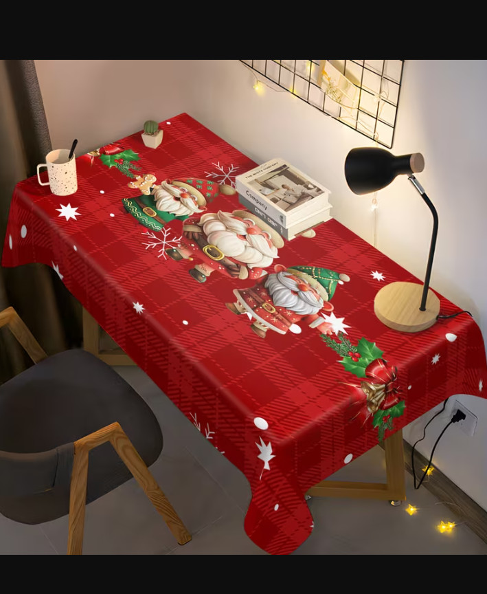 SHEIN ŚWIĄTECZNY OBRUS GWIAZDKI MIKOŁAJ WZÓR ŚNIEŻYNKI BDD__90X140