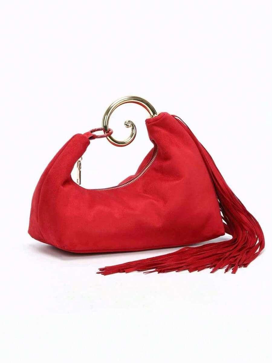SHEIN CZERWONA TOREBKA IMITACJA ZAMSZU S07__27X14