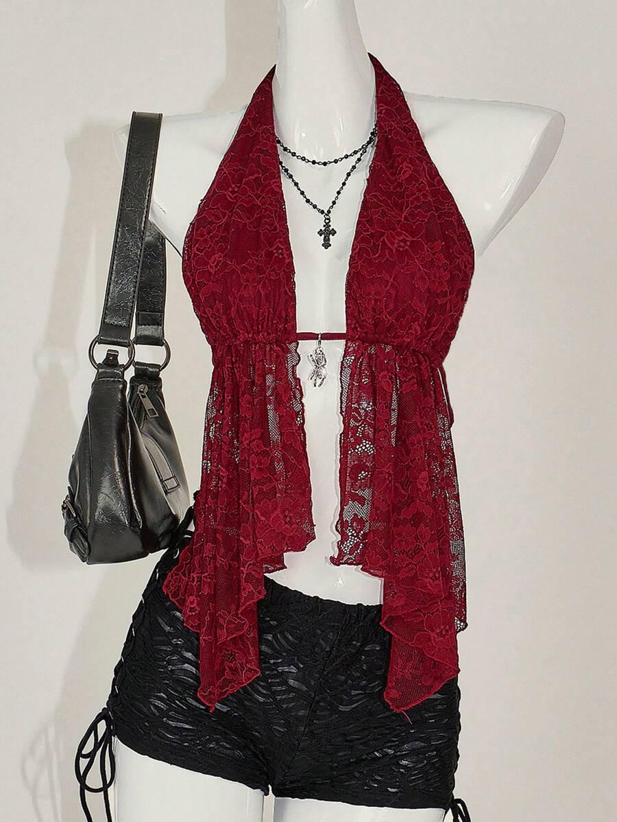 SHEIN KORONKOWY TOP ODKRYTE PLECY
