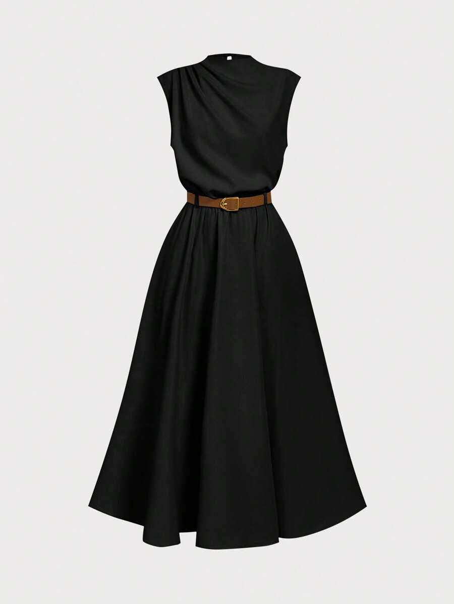 SHEIN CZARNA MIDI SUKIENKA S06__M
