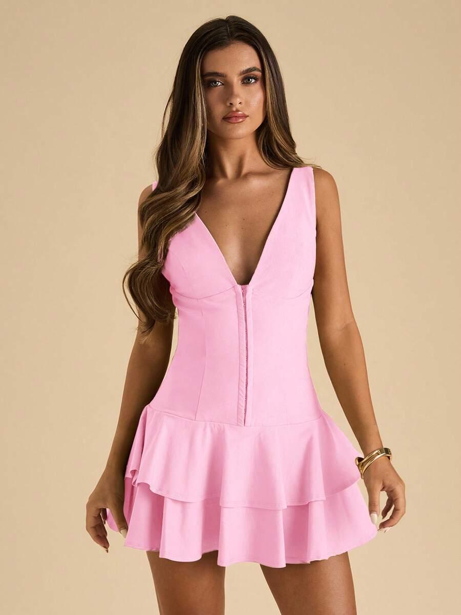 SHEIN RÓŻOWA MINI SUKIENKA S06__S