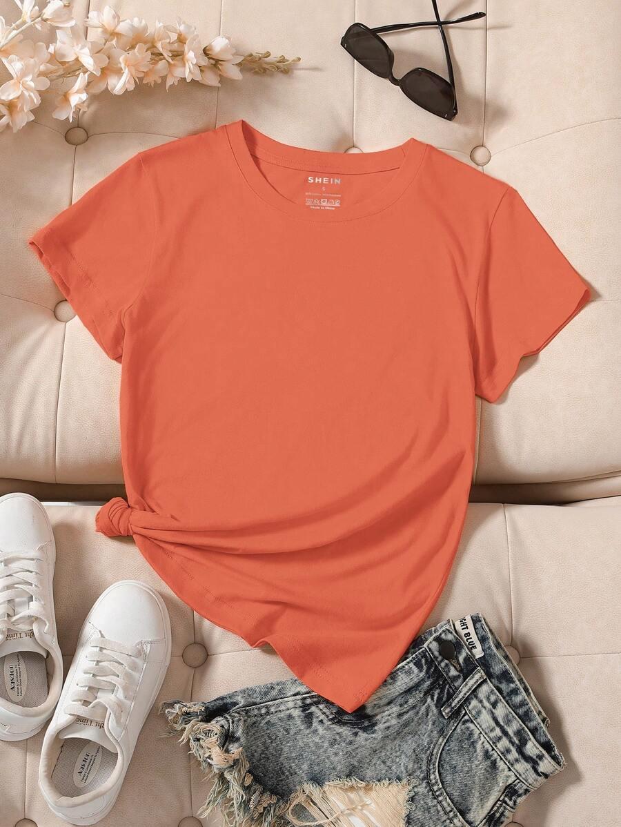 SHEIN POMARAŃCZOWY T-SHIRT KRÓTKI RĘKAW S06__XL