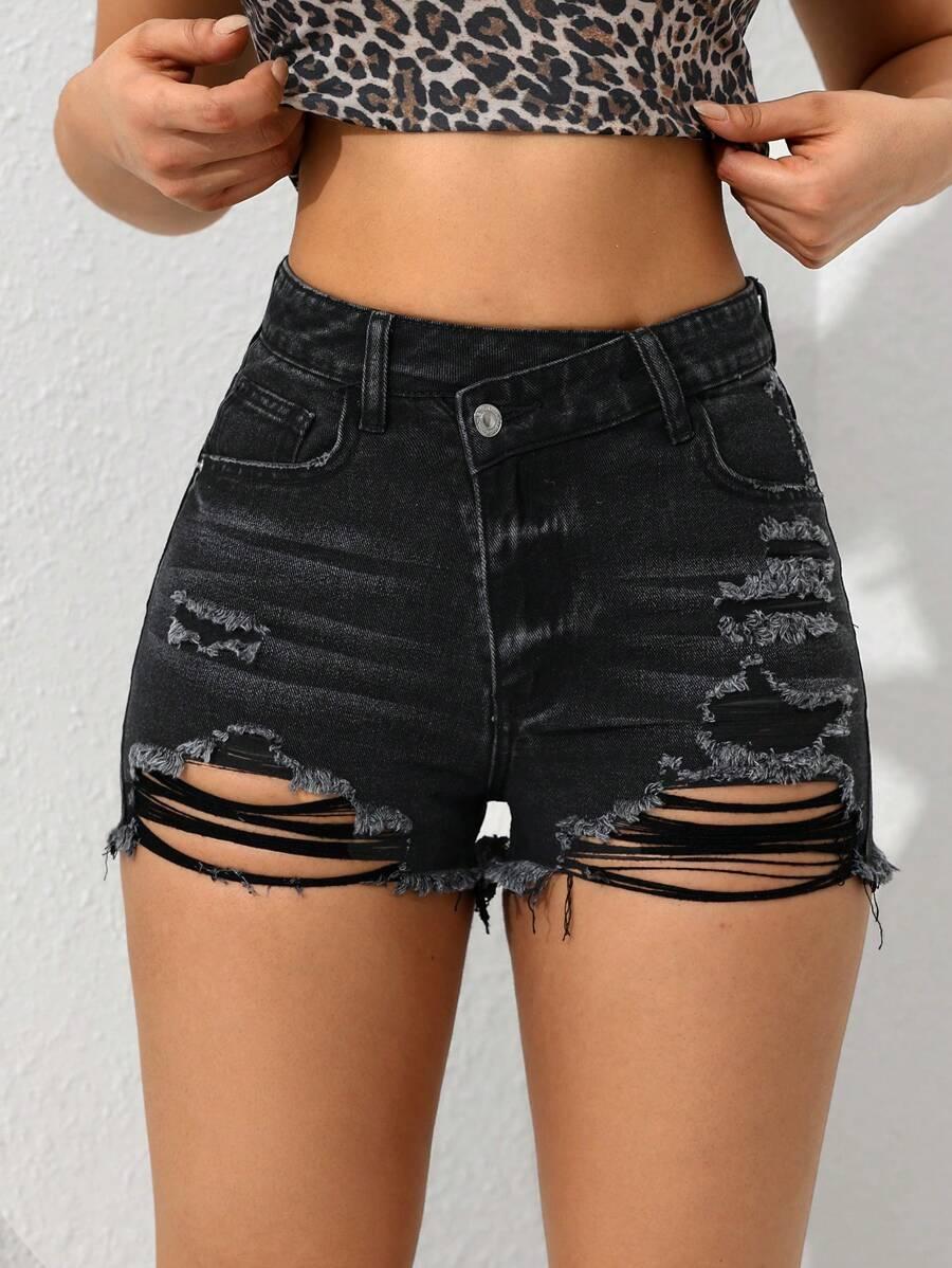 SHEIN CZARNE SPODENKI JEANS S06__XL