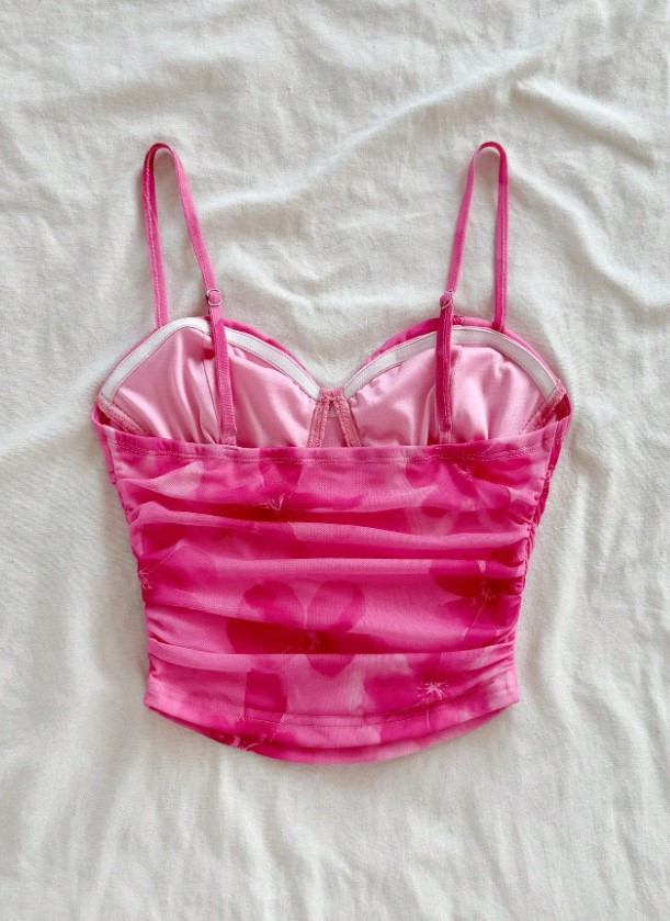 SHEIN RÓŻOWY TOP WZÓR KWIATY S06__M