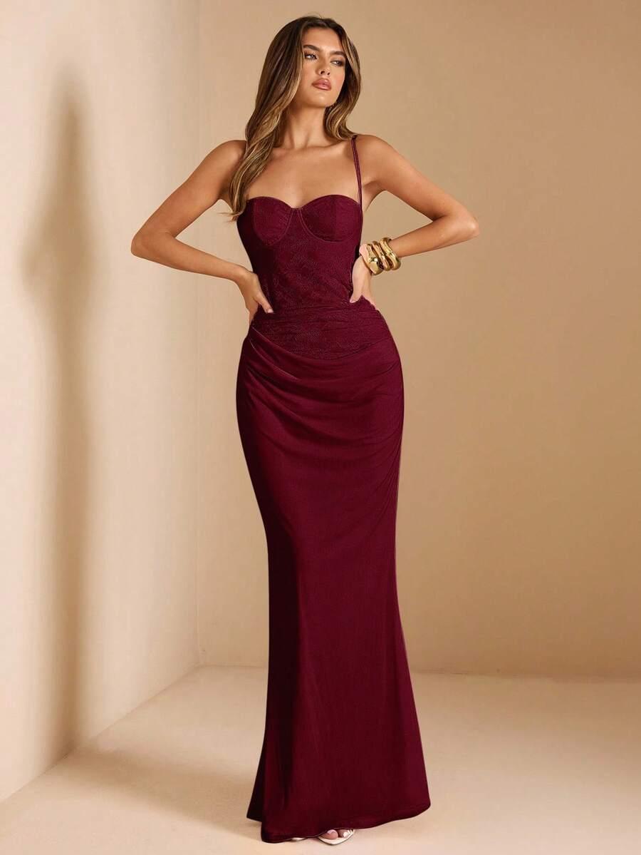 SHEIN CZERWONA MAXI SUKIENKA PK01__L