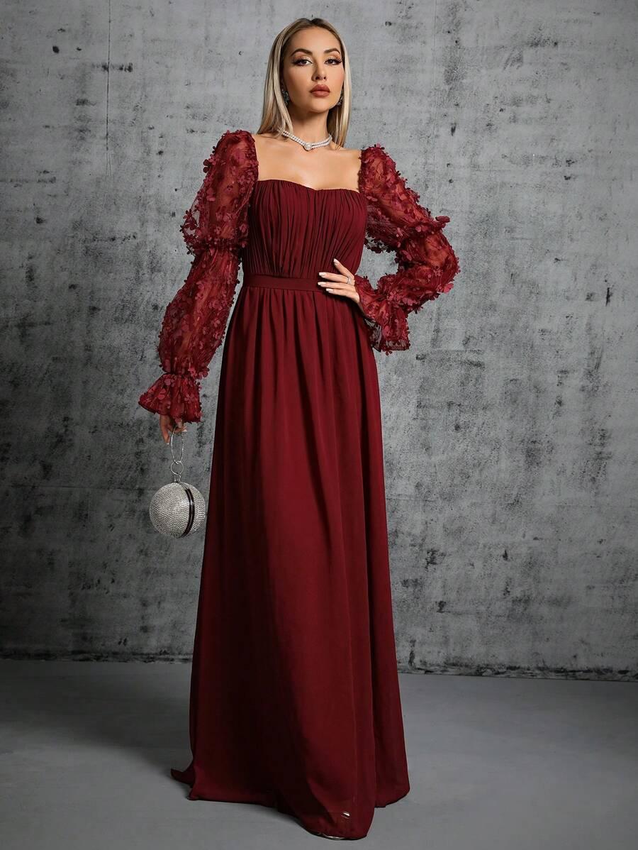 SHEIN CZERWONA MAXI SUKIENKA S06__S