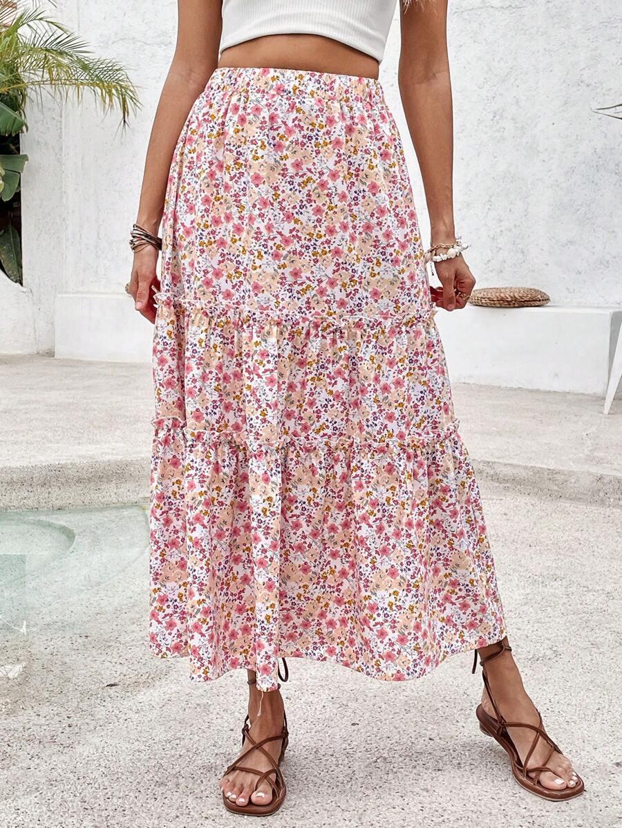 SHEIN MAXI SPÓDNICA KWIATY S06__XS