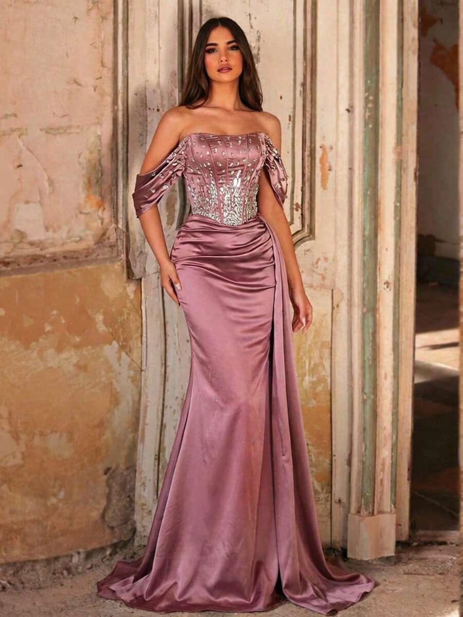 GLAMRAE RÓŻOWA MAXI SUKIENKA S06__M