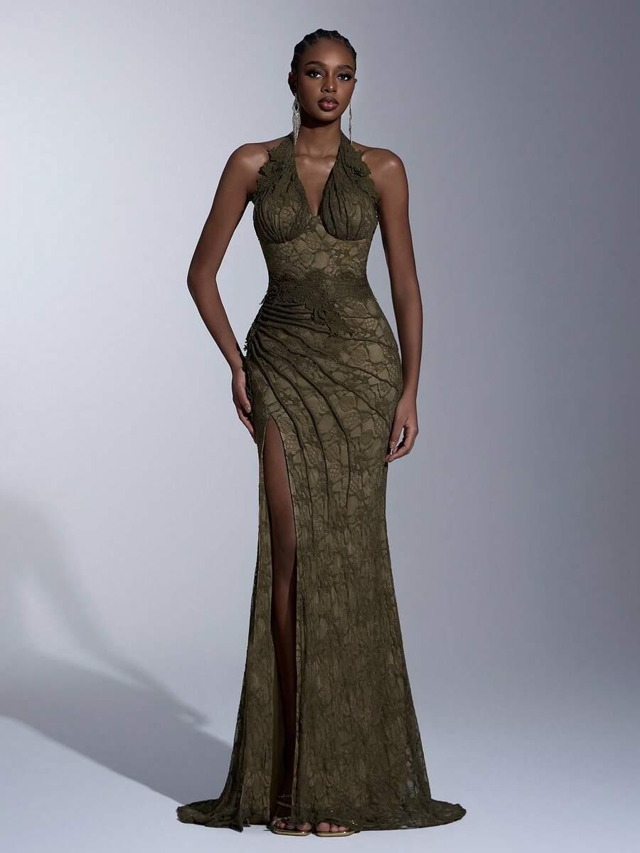SHEIN ZIELONA MAXI SUKIENKA S06__S