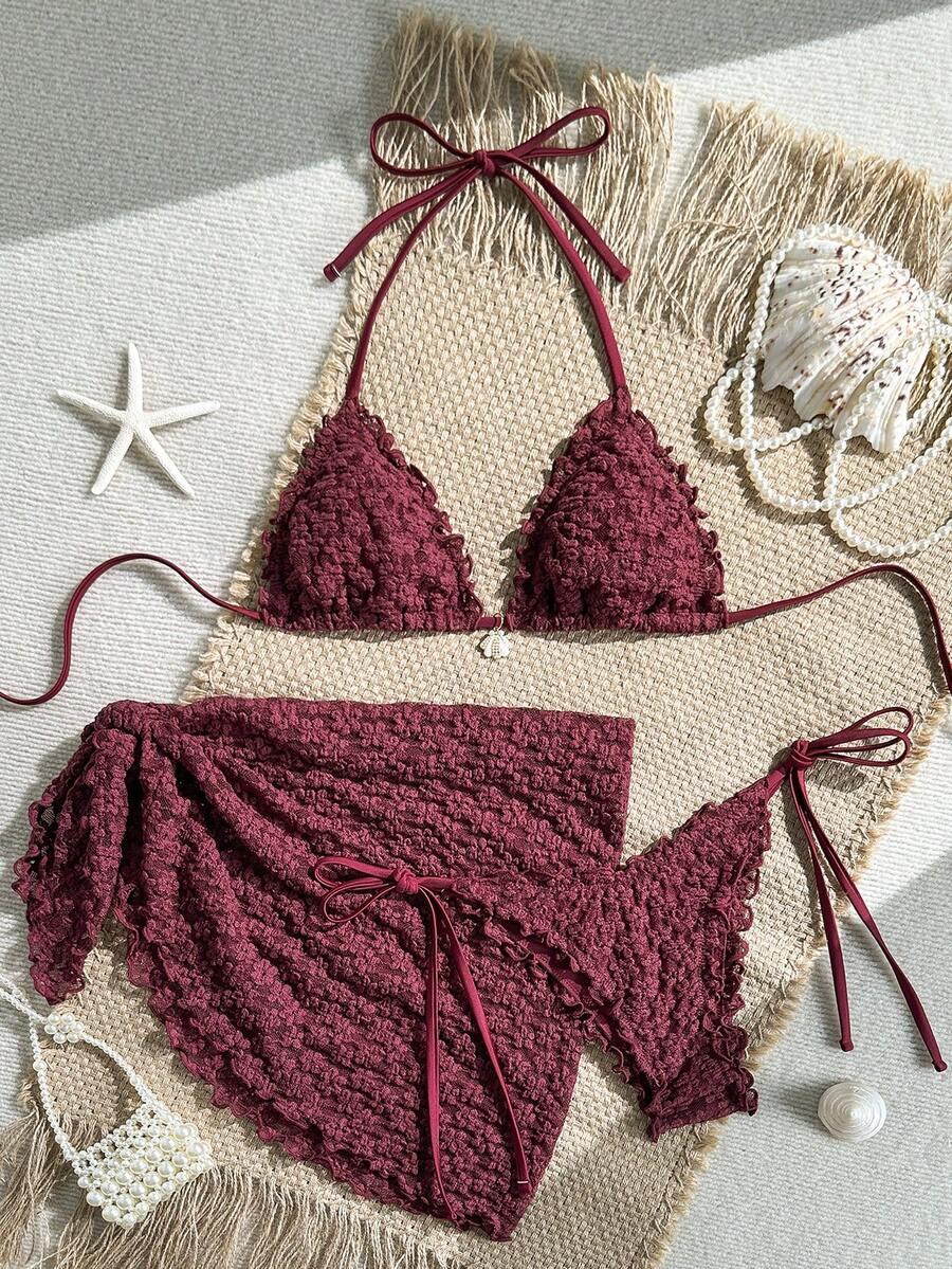 SHEIN DWUCZĘŚCIOWY STRÓJ KĄPIELOWY SARONG KOMPLET S09__M