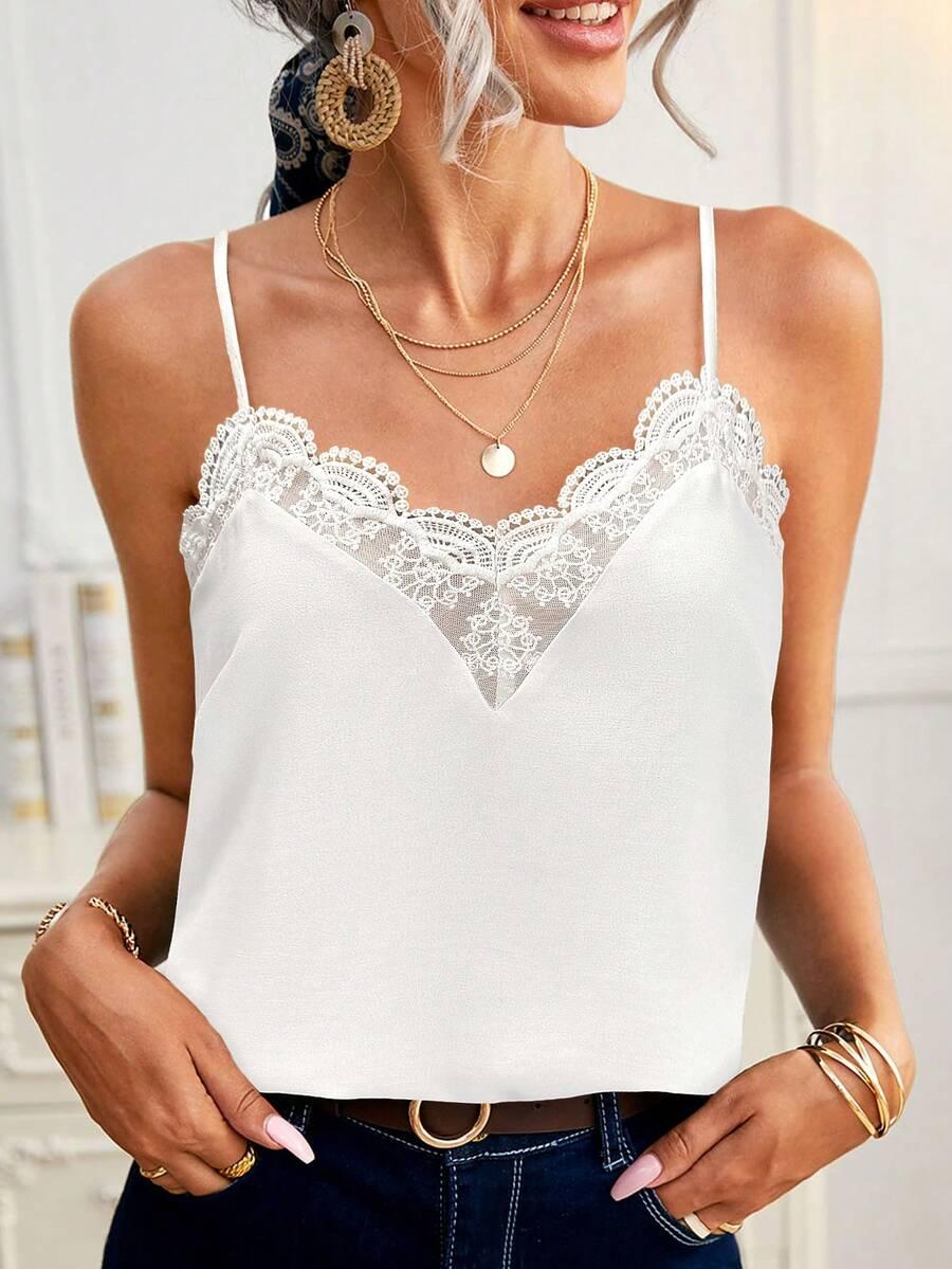SHEIN BIAŁY TOP KORONKA S06__L