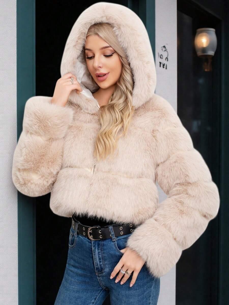 SHEIN BEŻOWE SZTUCZNE FUTRO W01__M