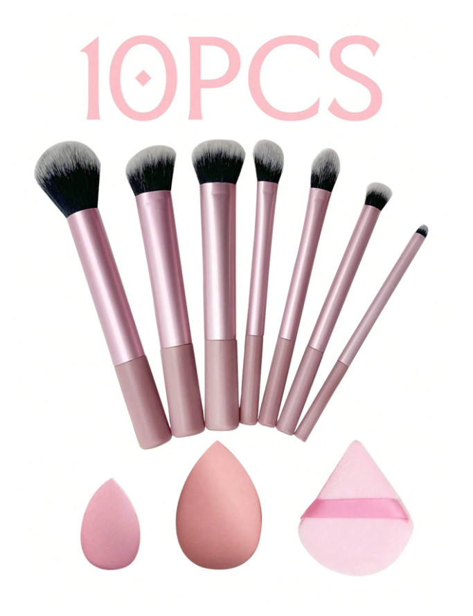 SHEIN PĘDZLE DO MAKIJAŻU GĄBECZKA PUSZEK KOMPLET 10SZT. S07
