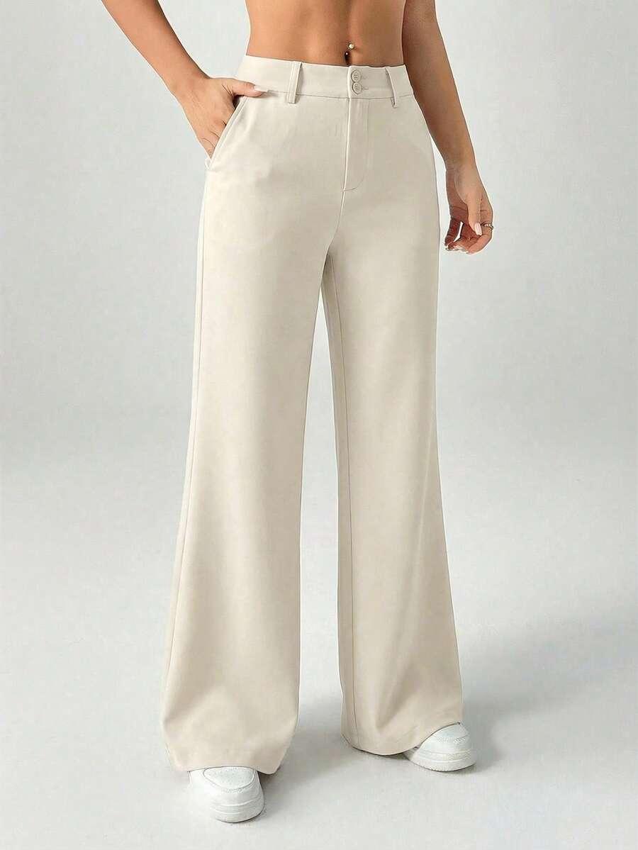 SHEIN BEŻOWE ELEGANCKIE SPODNIE S09__S