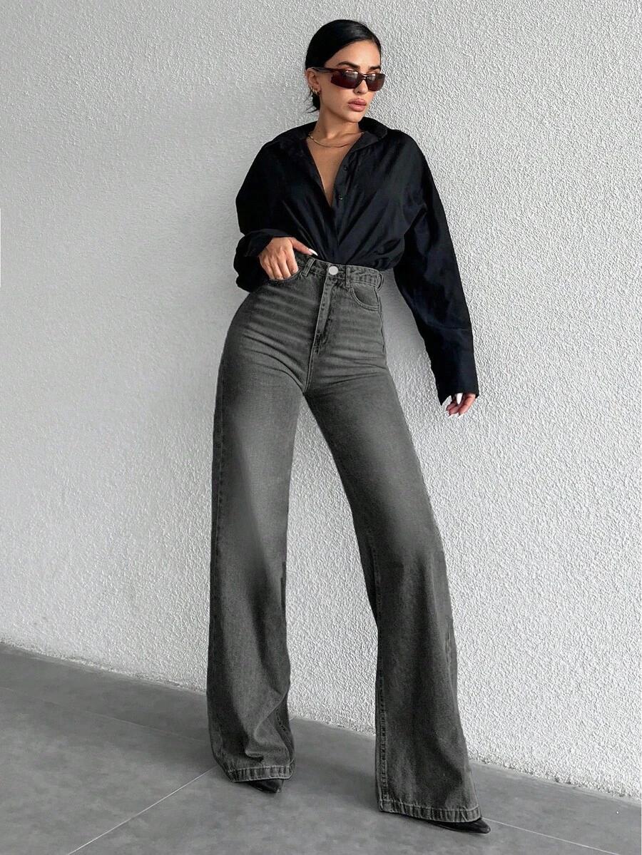 EURMUSE SZARE SPODNIE JEANS S06__L