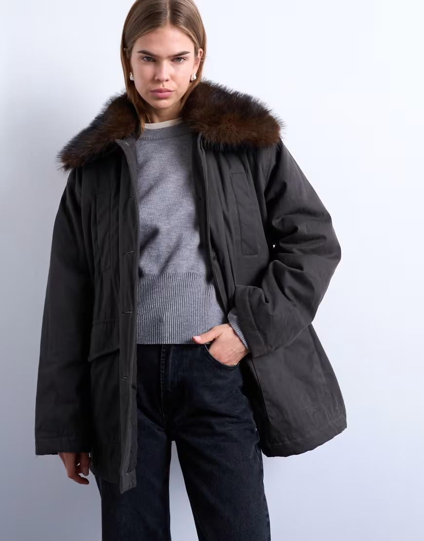 TOPSHOP SZARA KURTKA GUZIKI W01__S/M