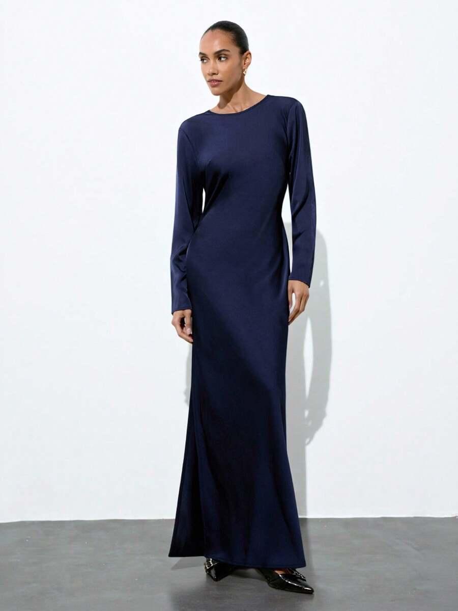 SHEIN GRANATOWA MAXI SUKIENKA S06__S