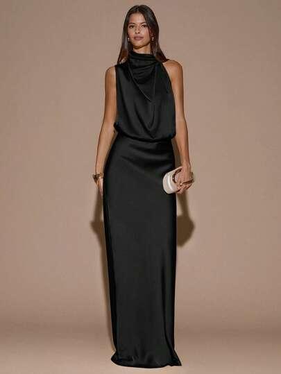 SHEIN CZARNA MAXI SUKIENKA S06__S