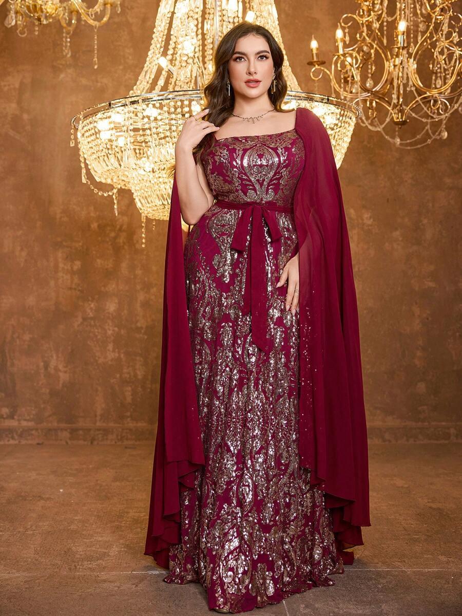 SHEIN BORDOWA MAXI SUKIENKA ZDOBIENIE S06__46