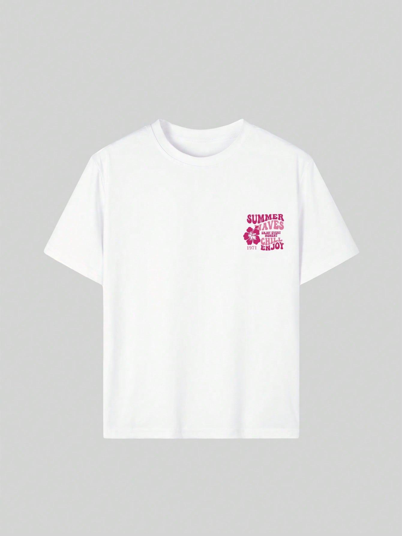 SHEIN BIAŁY T-SHIRT NADRUK S06__152/158