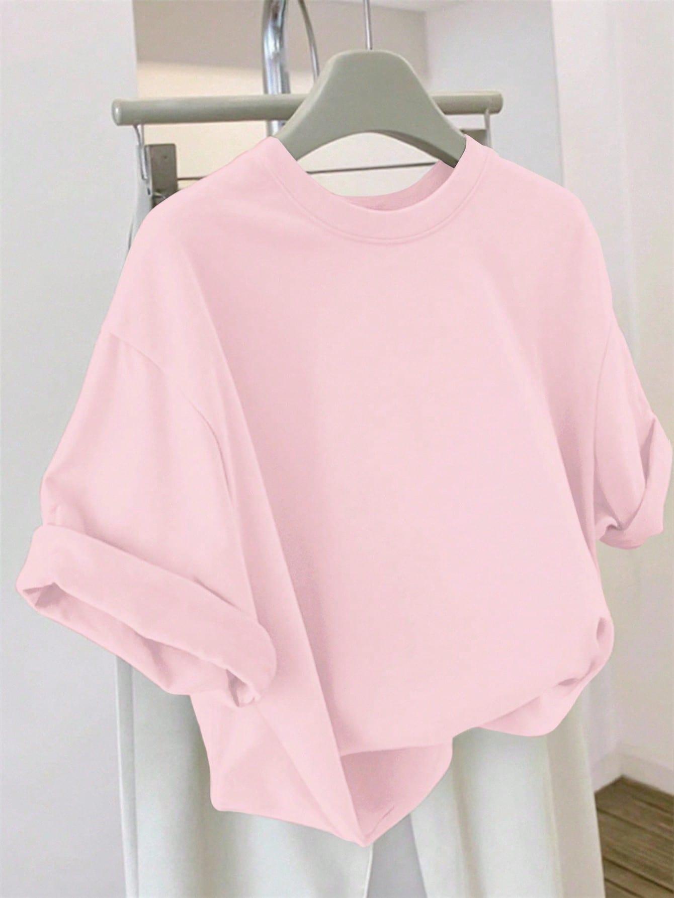 SHEIN RÓŻOWY T-SHIRT OKRĄGŁY DEKOLT S06__46