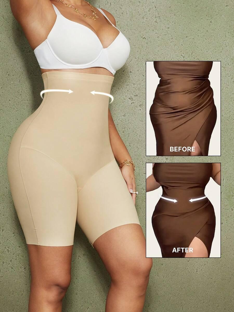 SHEIN BEŻOWE MODELUJĄCE SPODENKI S09__L