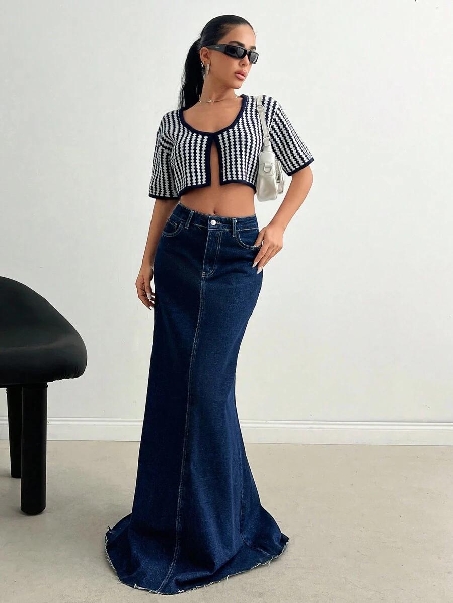 SHEIN MAXI SPÓDNICA JEANS S06__M