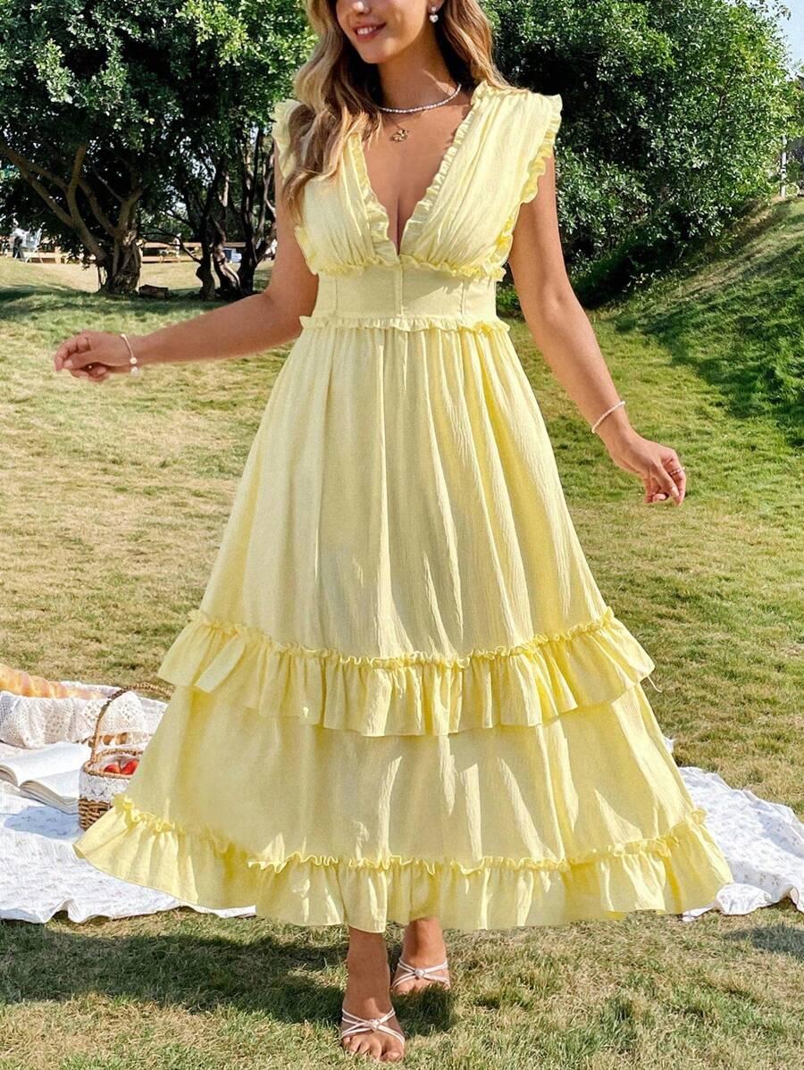 SHEIN ŻÓŁTA MAXI SUKIENKA S06__46