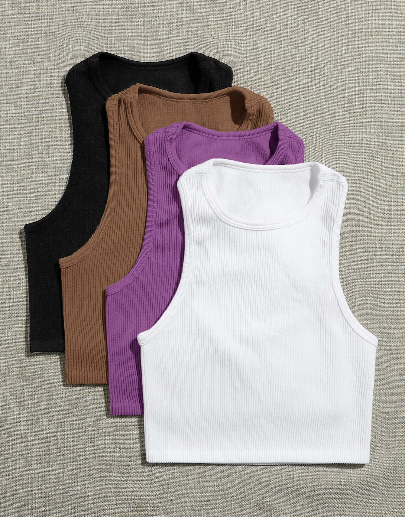 SHEIN TOP BEZ RĘKAWÓW PRĄŻKI 4 PACK PK01__S