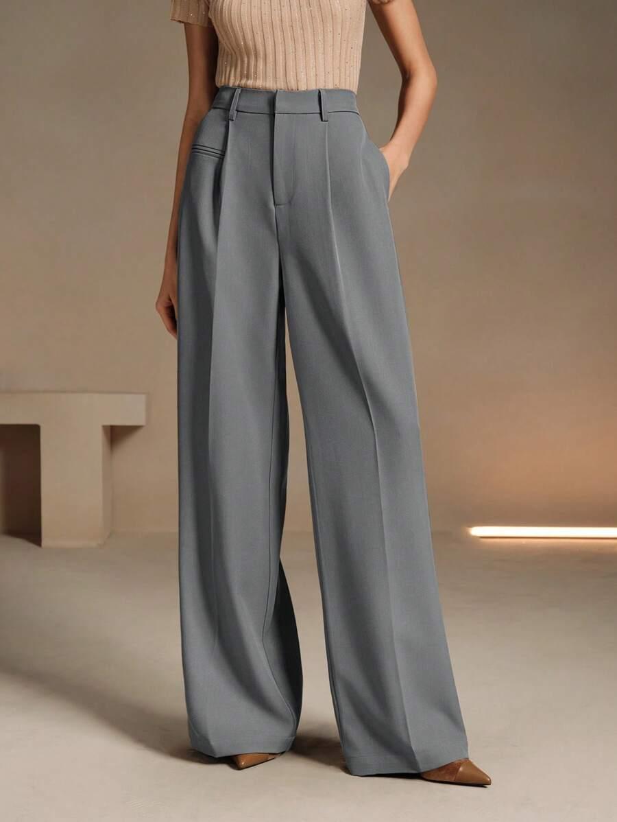 SHEIN SZARE SPODNIE GARNITUROWE S06__S