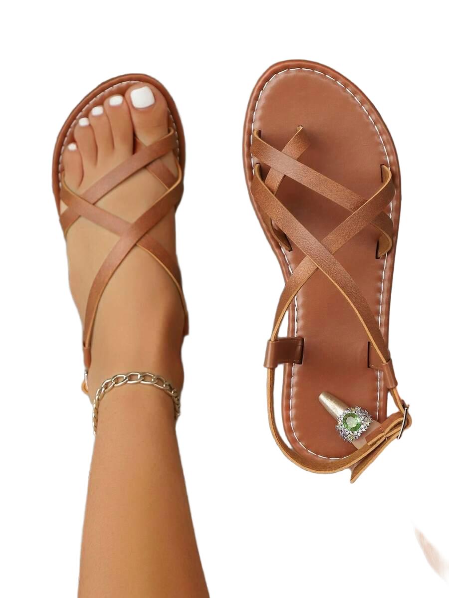 SHEIN KLASYCZNE BRĄZOWE SANDAŁY S06__41