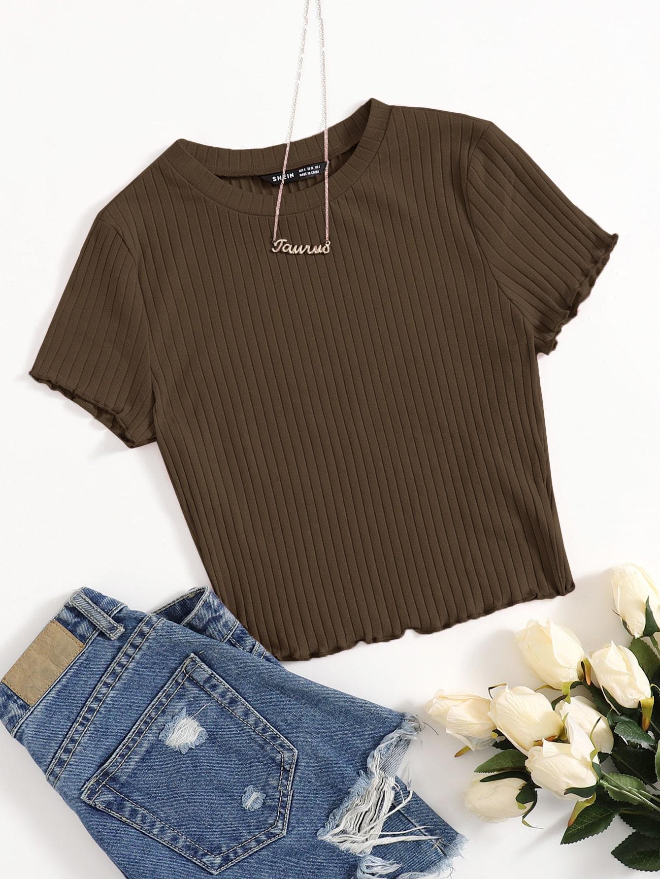 SHEIN BRĄZOWY TOP OKRĄGŁY DEKOLT S06__XL