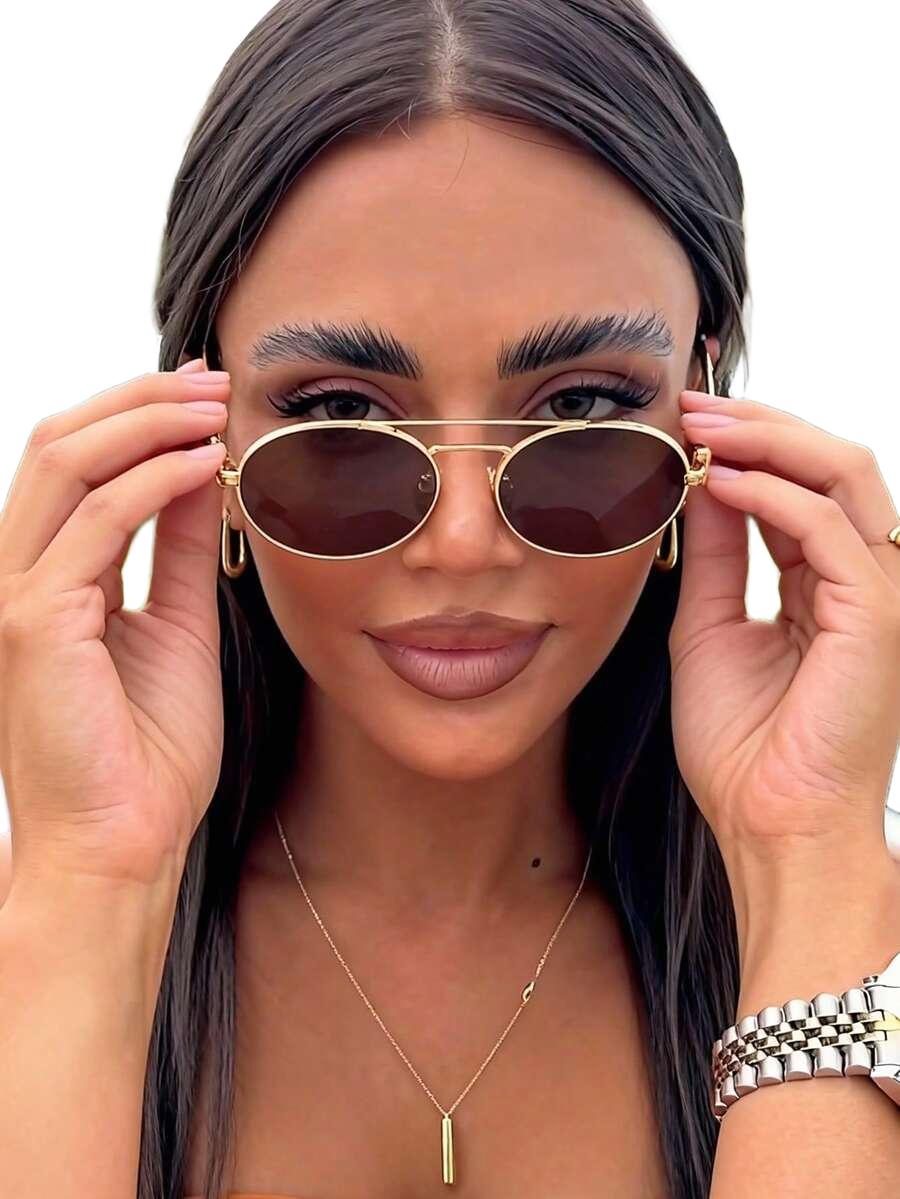 SHEIN BRĄZOWE OKULARY PRZECIWSŁONECZNE S07