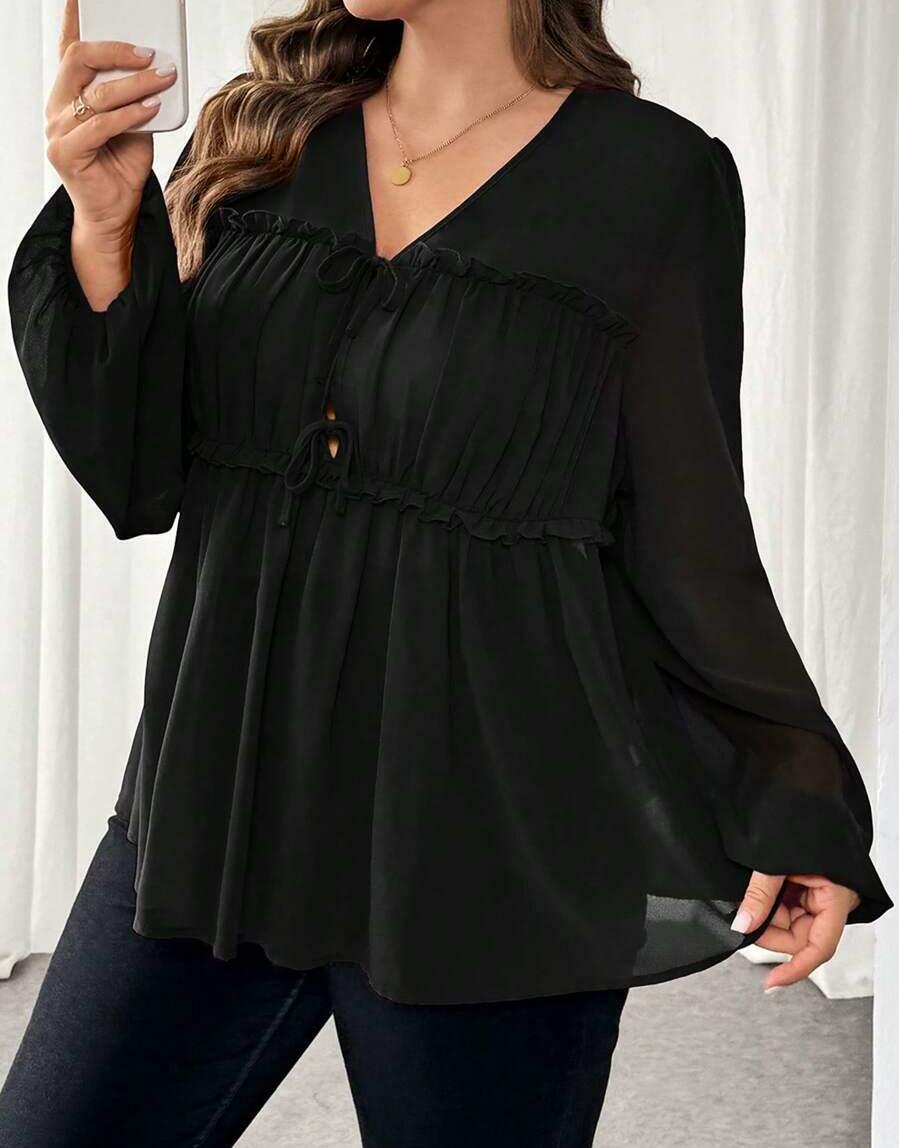 SHEIN CZARNA BLUZKA DŁUGI RĘKAW S06__48