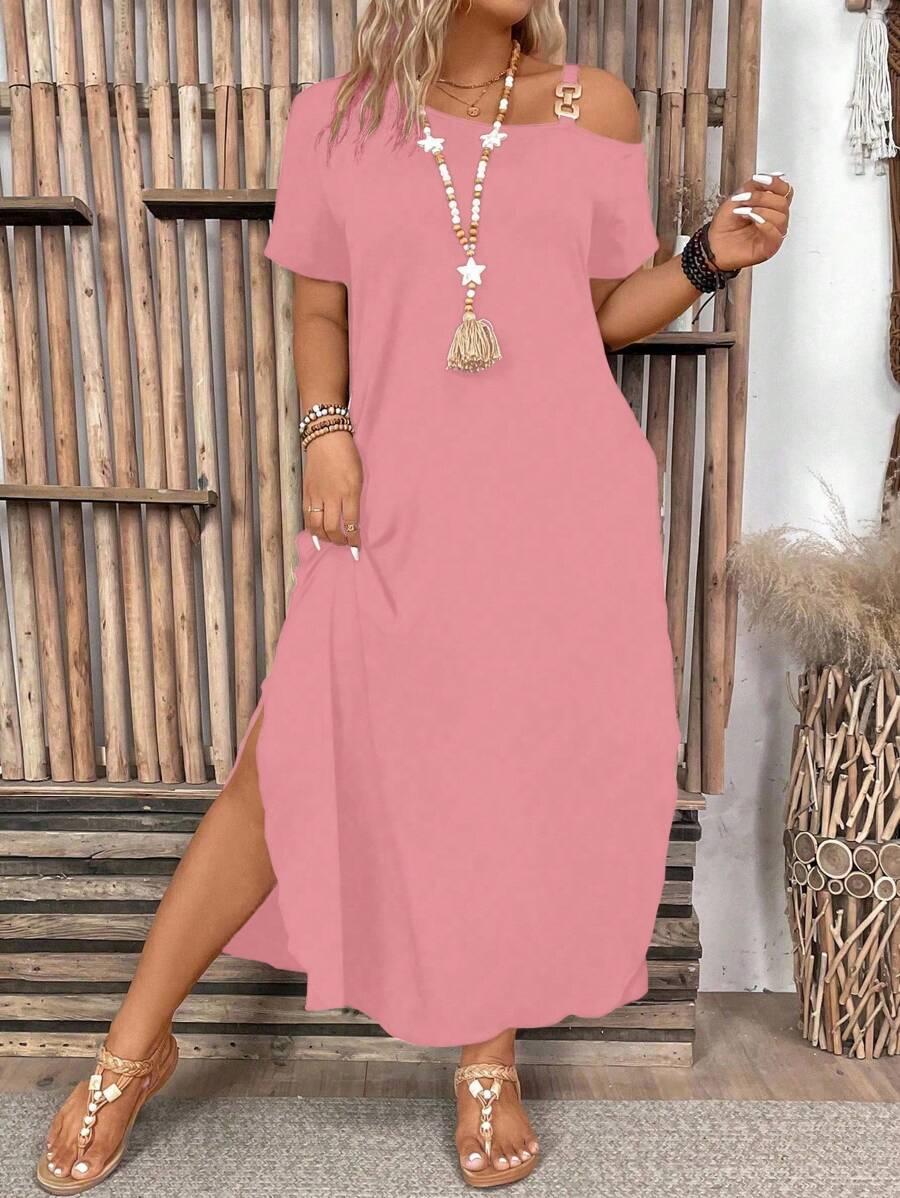 SHEIN RÓŻOWA SUKIENKA ZDOBIENIE S06__XXL