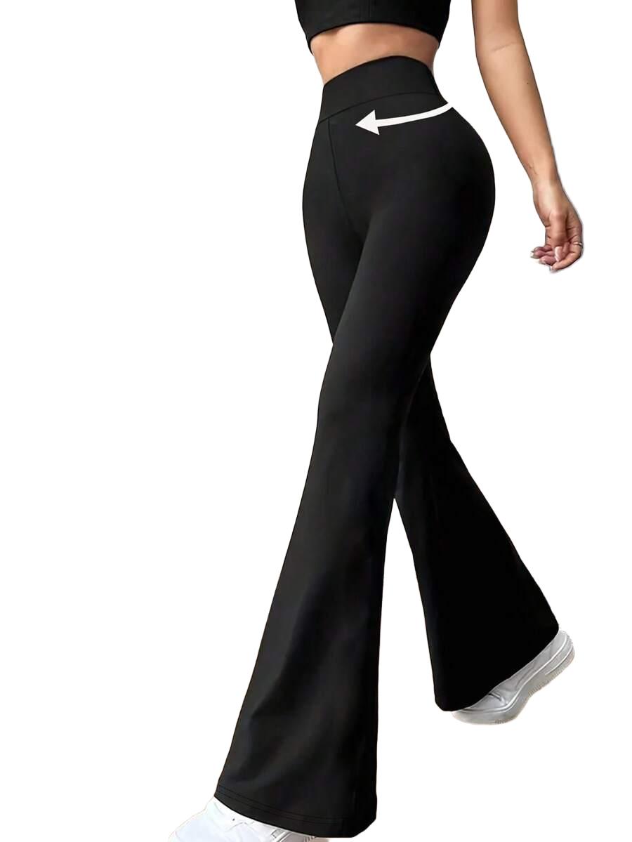 SHEIN CZARNE LEGGINSY DZWONY S06__M