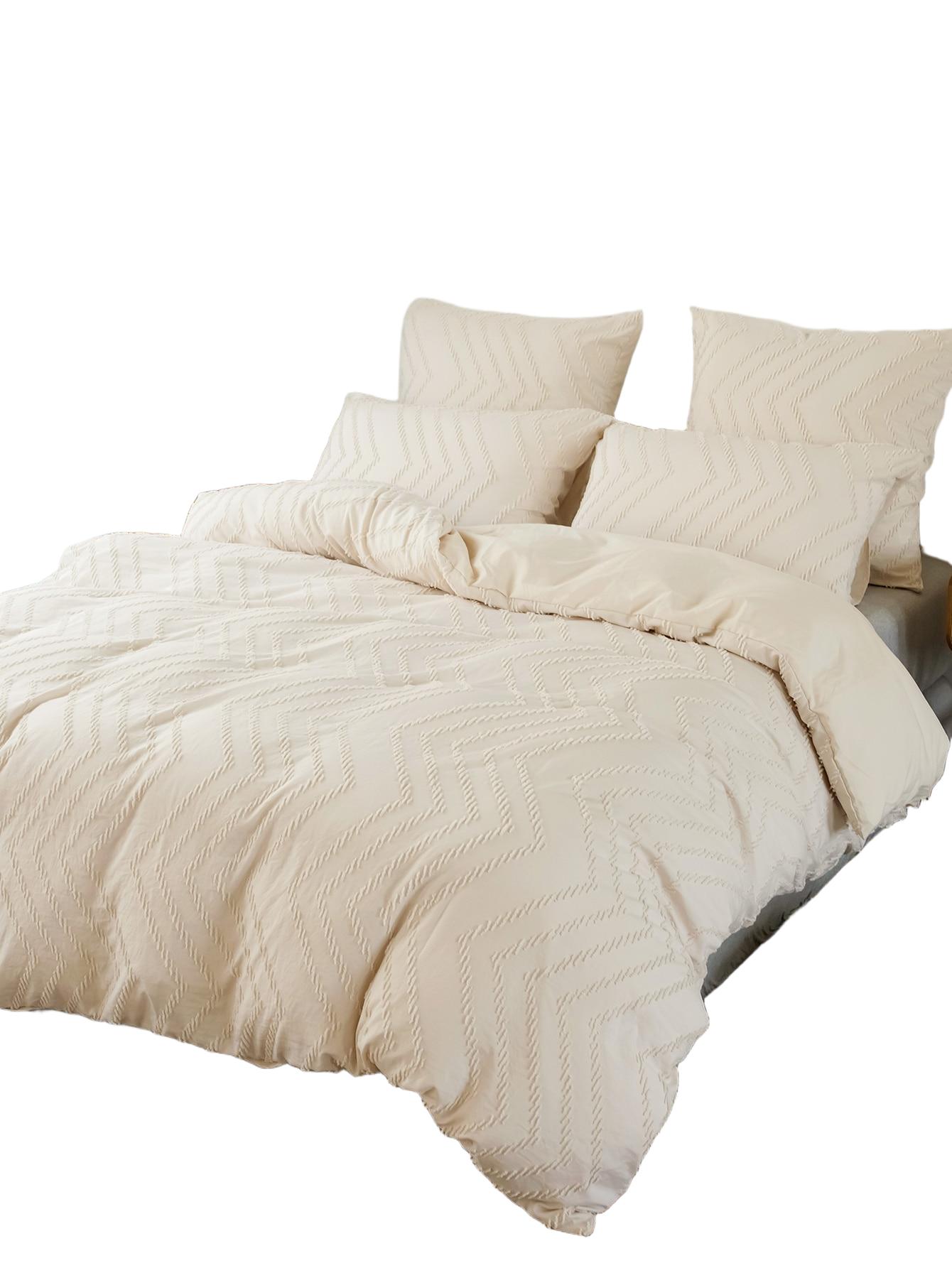 SHEIN BEŻOWY KOMPLET POŚCIELI STRUKTURA S07__240X220CM