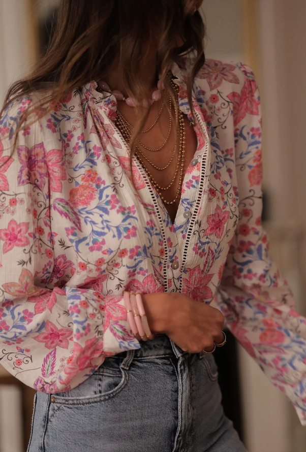 SHEIN KOSZULA Z DŁUGIM RĘKAWEM PRINT PK01__L