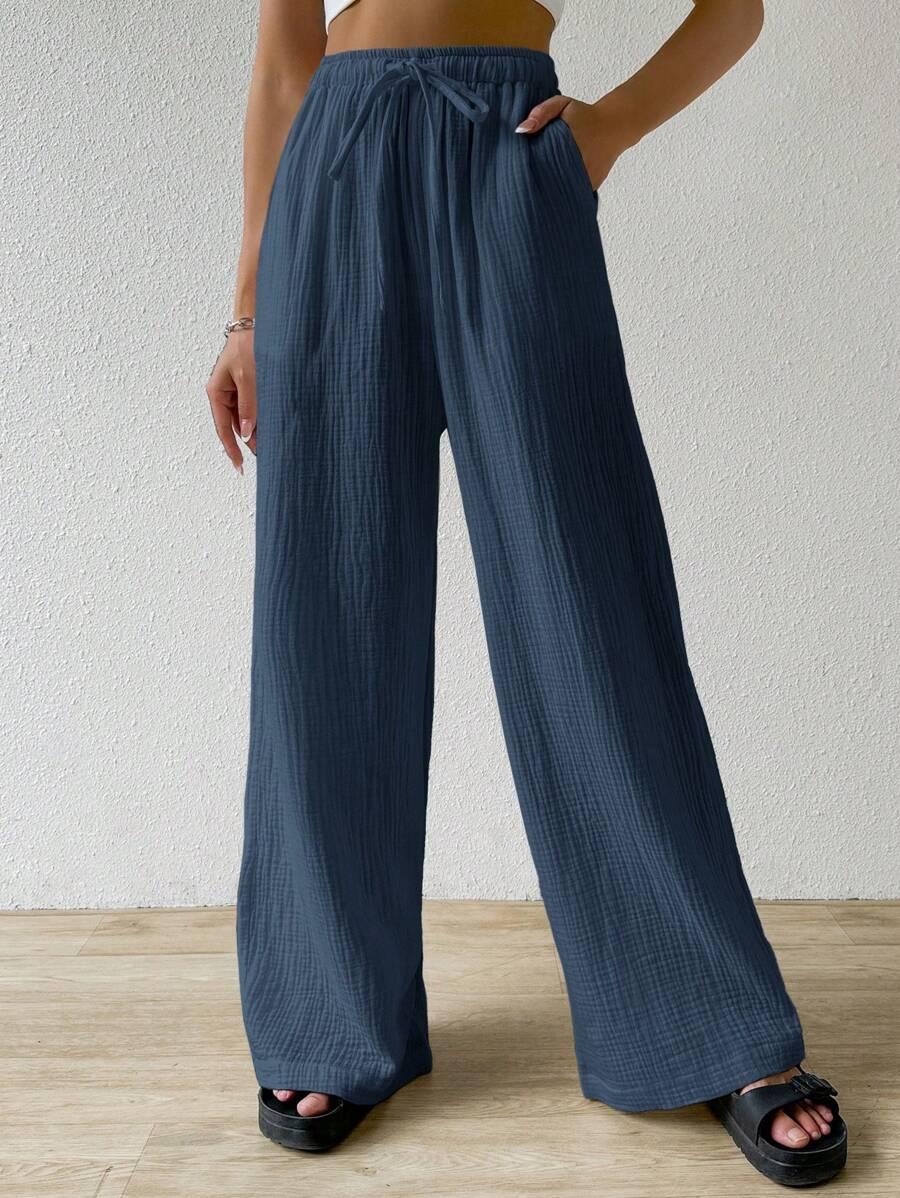 SHEIN NIEBIESKIE SPODNIE PROSTA NOGAWKA S06__S