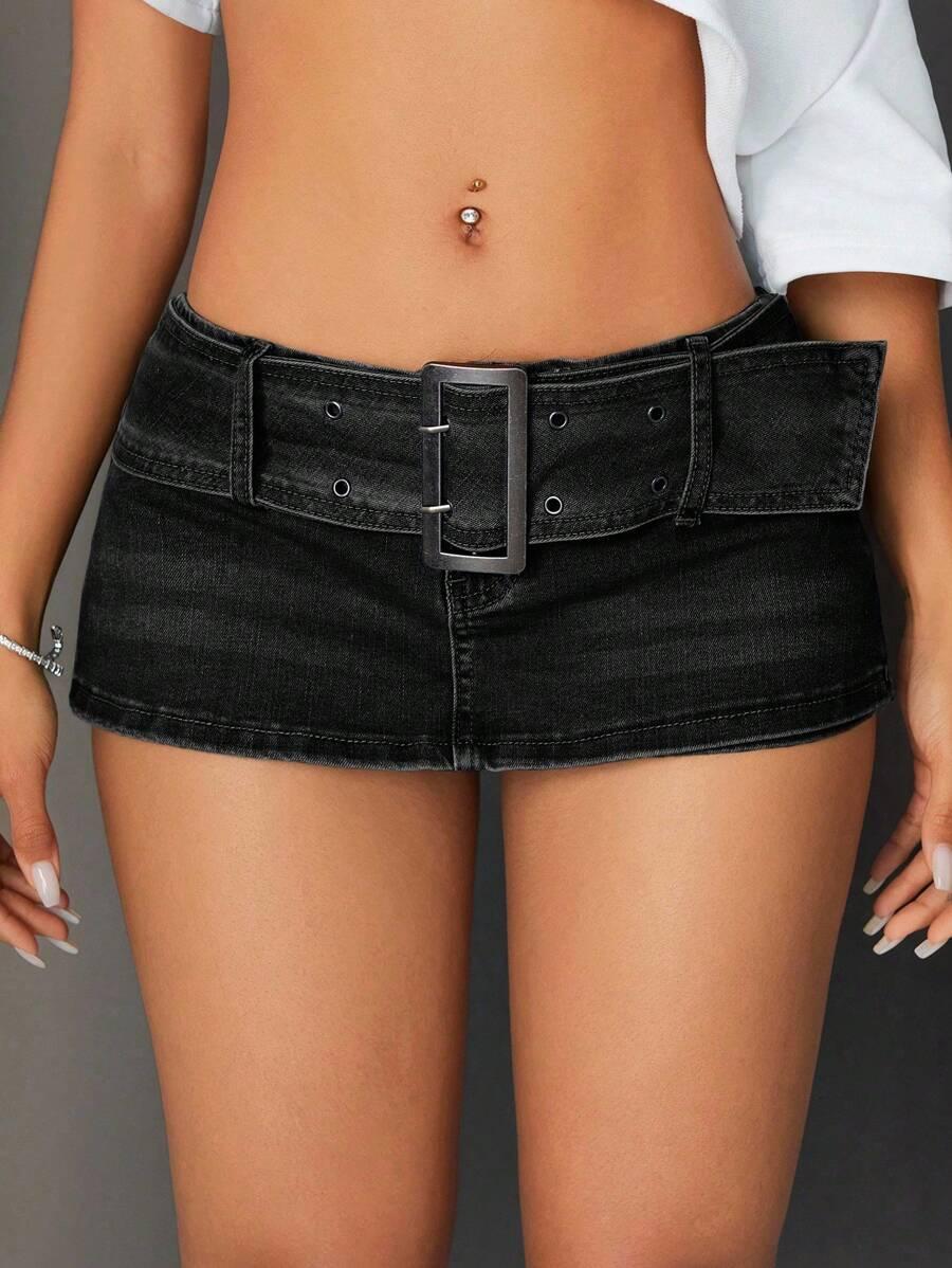 JEANOIX CZARNE SPÓDNICO-SPODENKI JEANS S06__W28/M