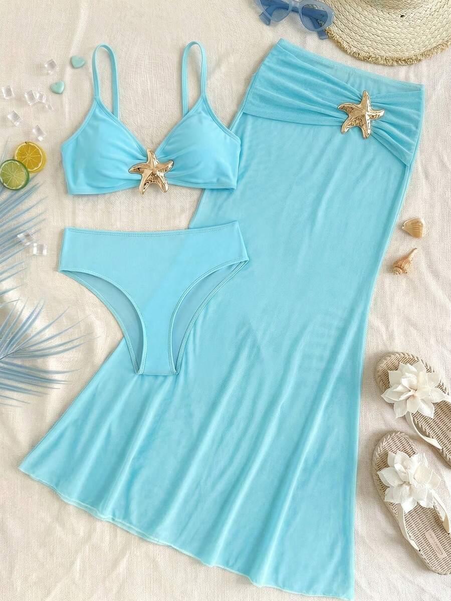 SHEIN DWUCZĘŚCIOWY STRÓJ KĄPIELOWY SPÓDNICA KOMPLET S09__116-122CM