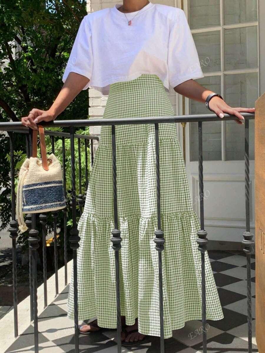 SHEIN MAXI SPÓDNICA KRATKA S06__XL