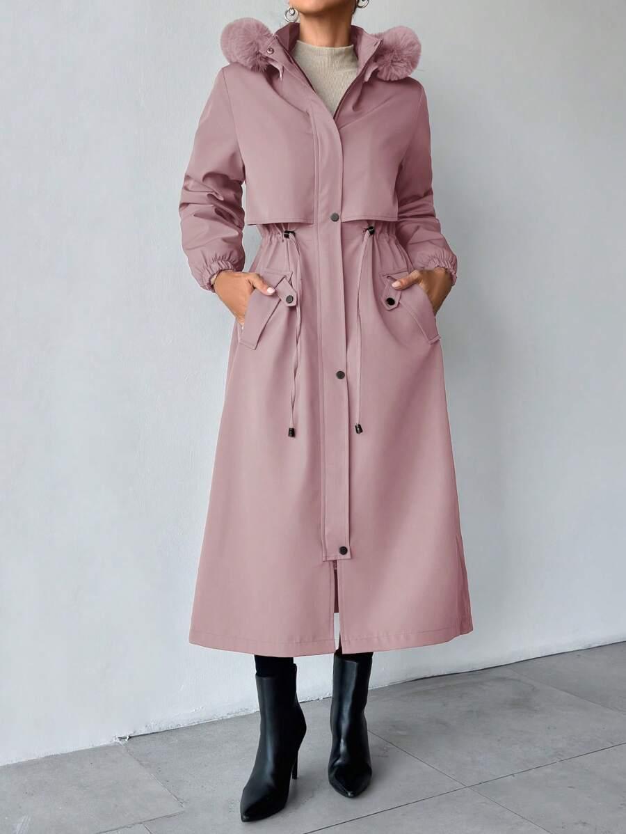 SHEIN RÓŻOWA KURTKA PARKA Z KAPTUREM W01__M