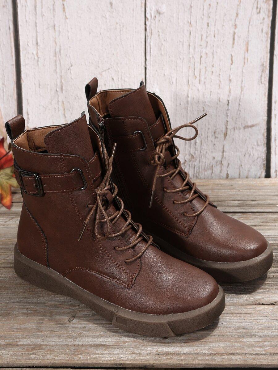 SHEIN BEŻOWE SZNUROWANE BOTKI W01__37,5