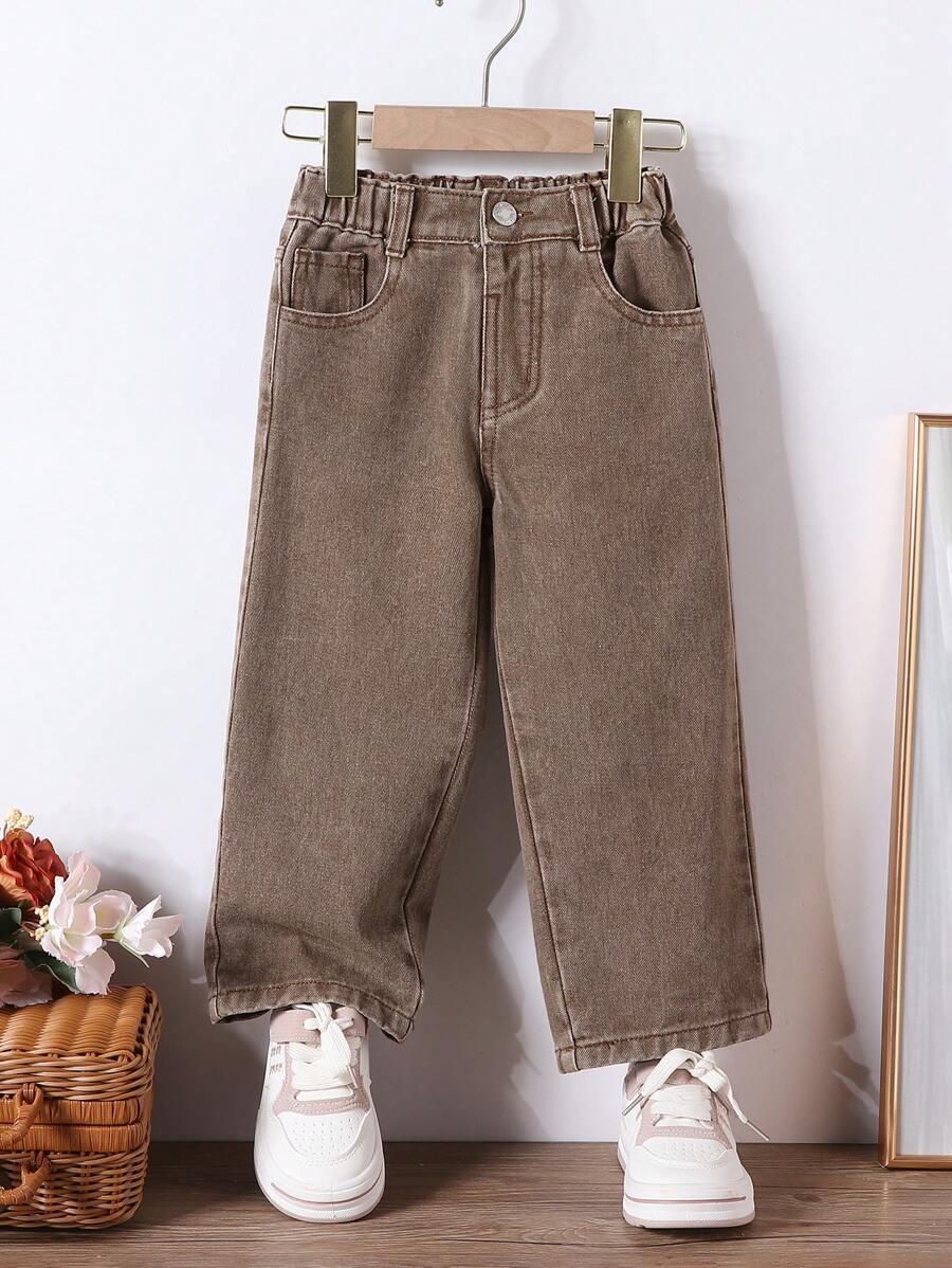 SHEIN BRĄZOWE SPODNIE JEANS S06__116-122