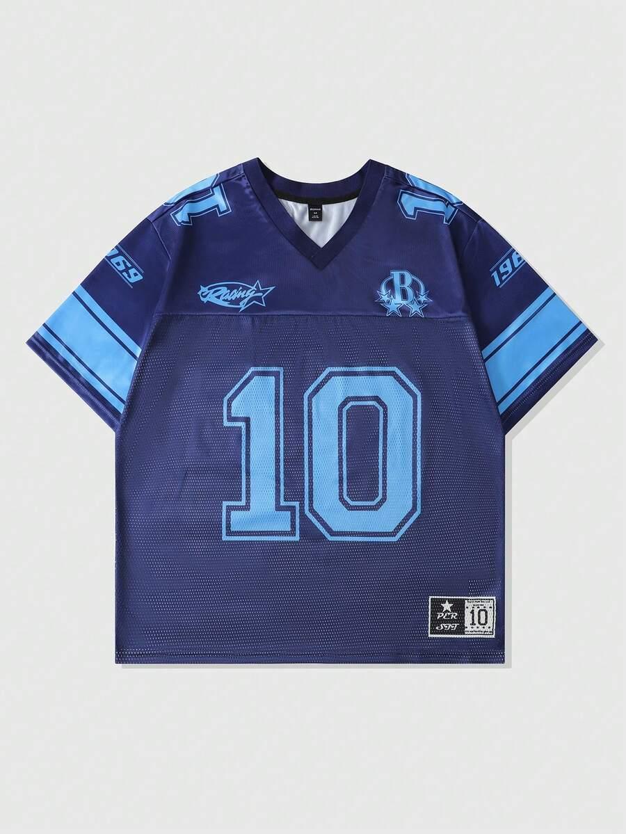 ROMWE MEN GRANATOWY T-SHIRT PRINT S09__S