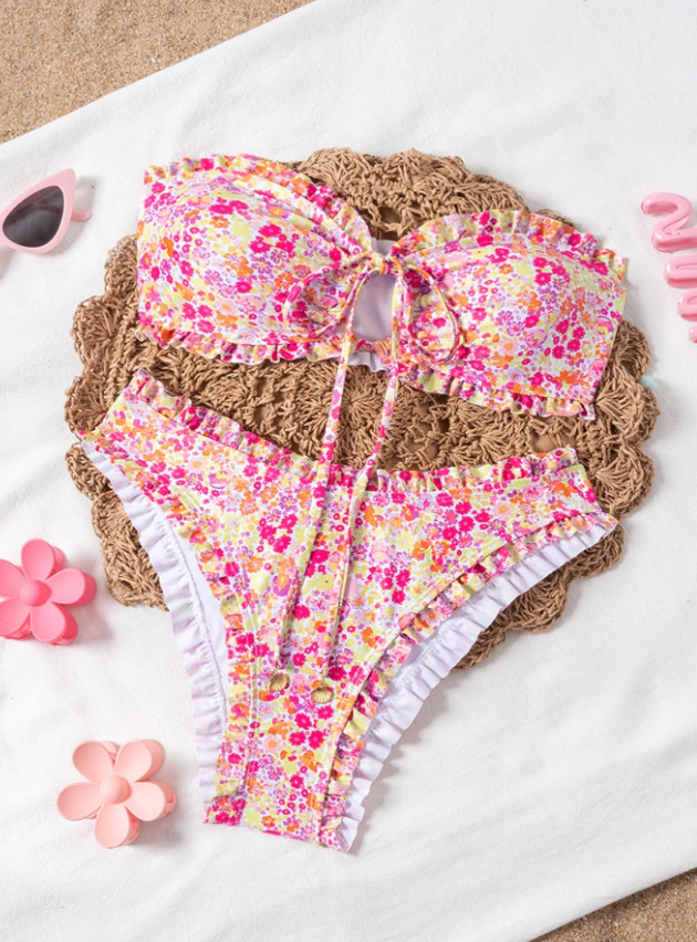 SHEIN DWUCZĘŚCIOWY STRÓJ KĄPIELOWY KWIATY WZÓR S09__M