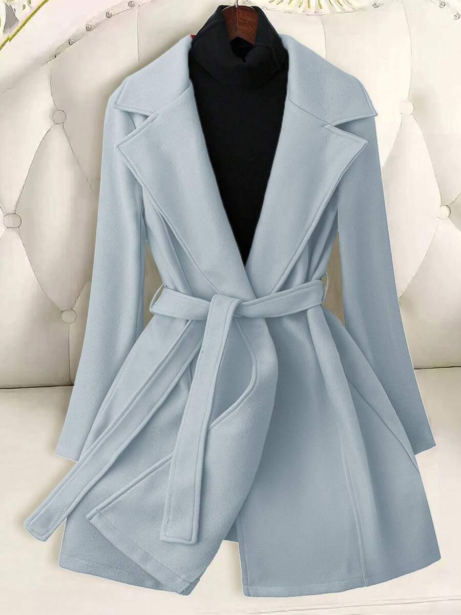 SHEIN NIEBIESKI KLASYCZNY PŁASZCZ W01__L