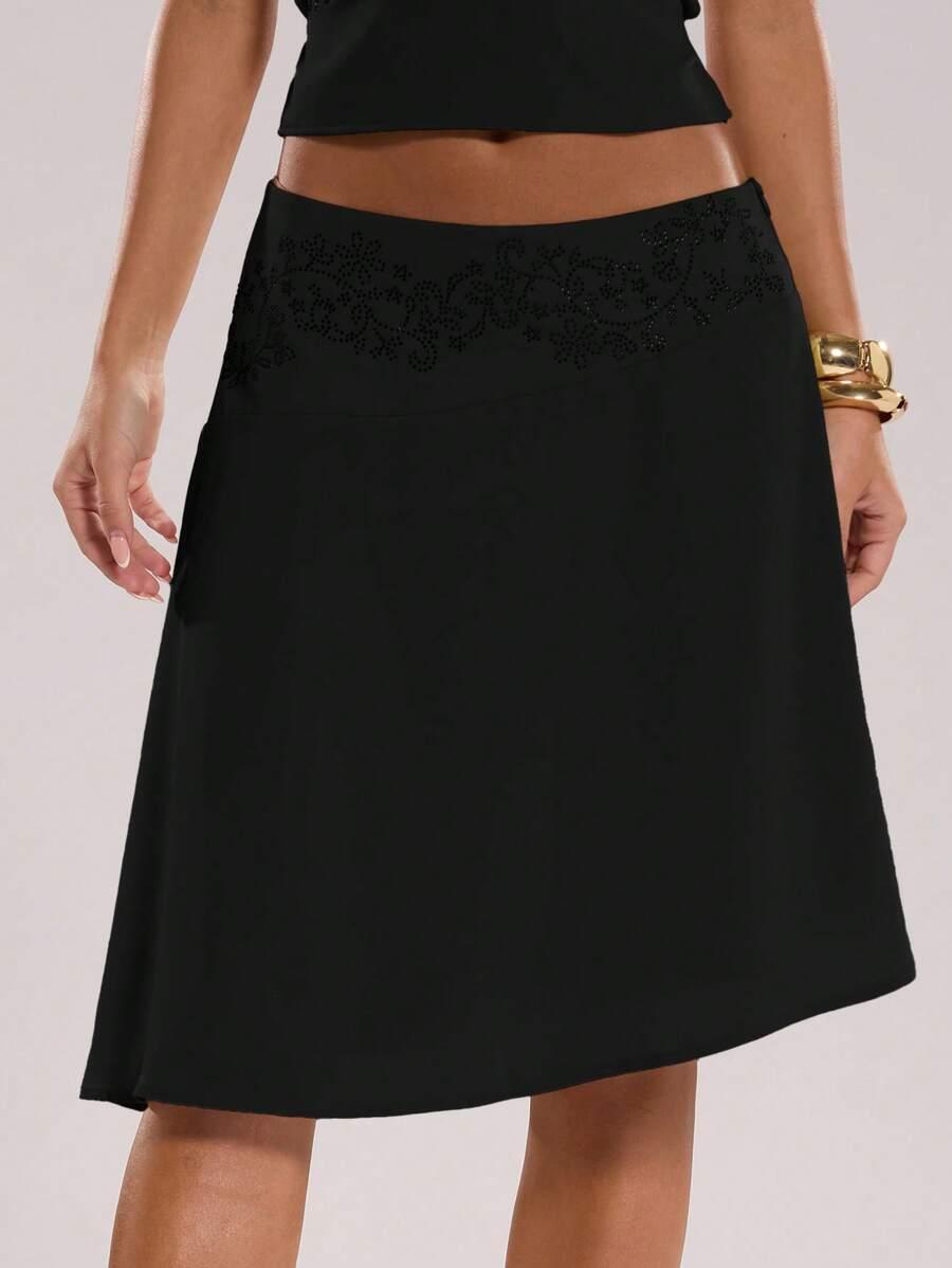 SHEIN CZARNA MIDI SPÓDNICA S06__S